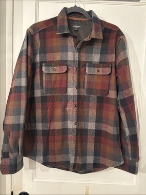 Jeremiah Men's Plaid Shirt Jacket in Rust, Gray & Brown